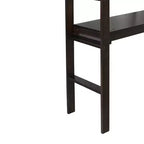 Letto a soppalco singolo con scrivania integrata, sponde di sicurezza e scaletta – Marrone
