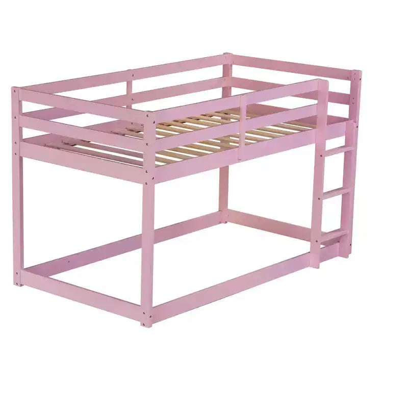 Letto a castello a due piani con scaletta – Legno massiccio, rosa