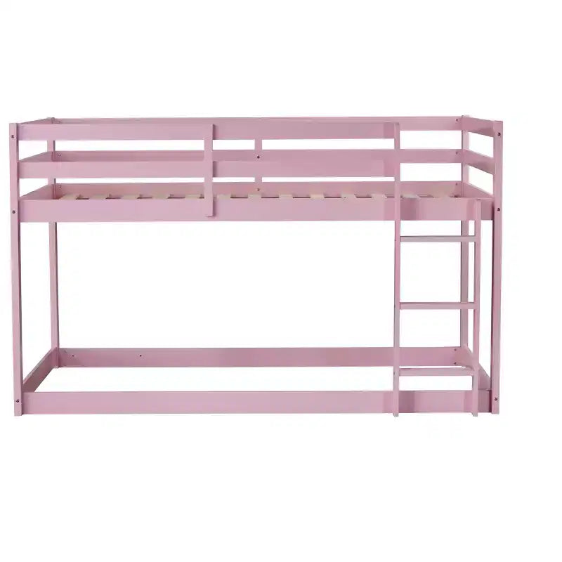 Letto a castello a due piani con scaletta – Legno massiccio, rosa