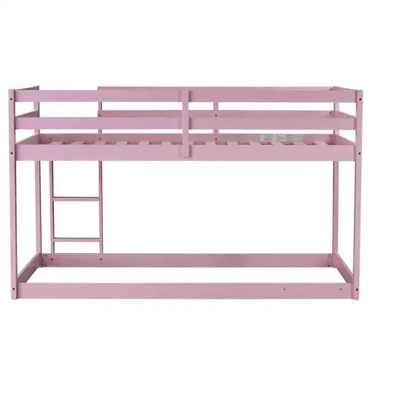 Letto a castello a due piani con scaletta – Legno massiccio, rosa