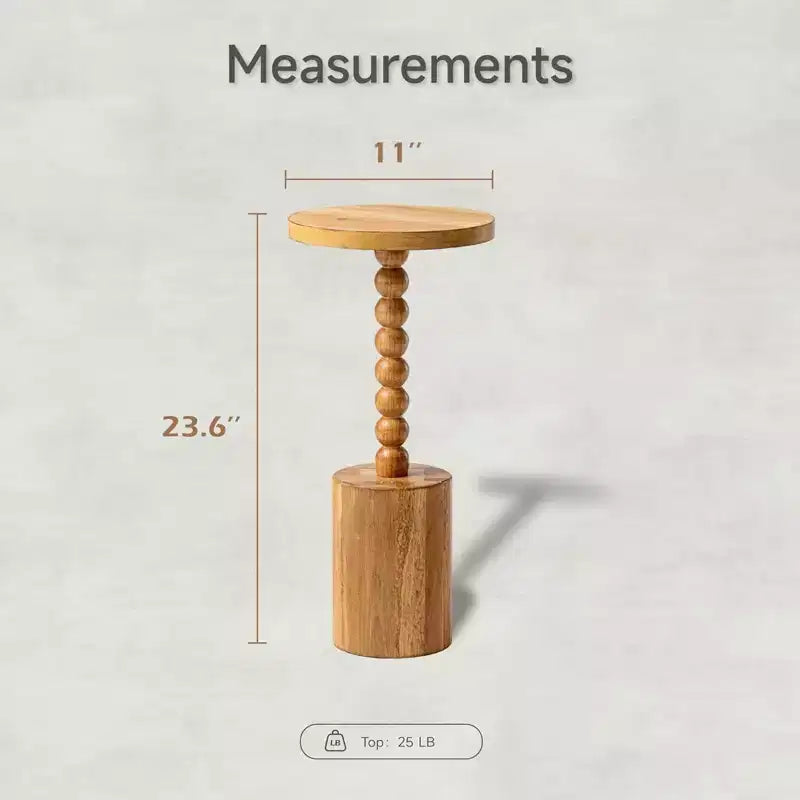 Tavolino d'appoggio rotondo a piedistallo – Legno, marrone