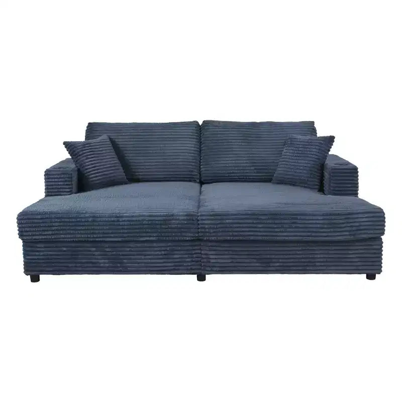 Divano componibile oversize da 220 cm con chaise longue, porte USB e portabicchieri