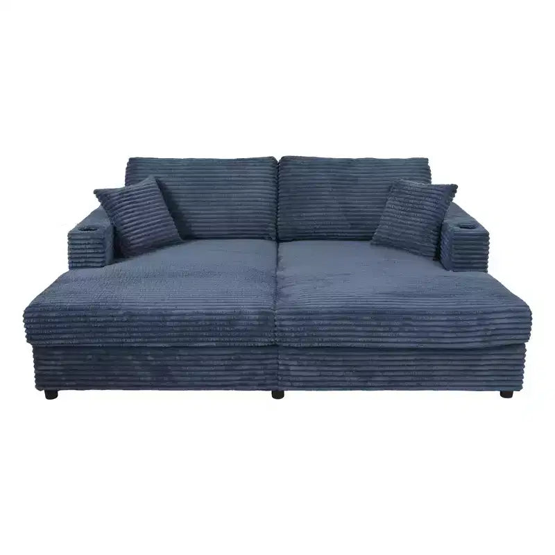 Divano componibile oversize da 220 cm con chaise longue, porte USB e portabicchieri