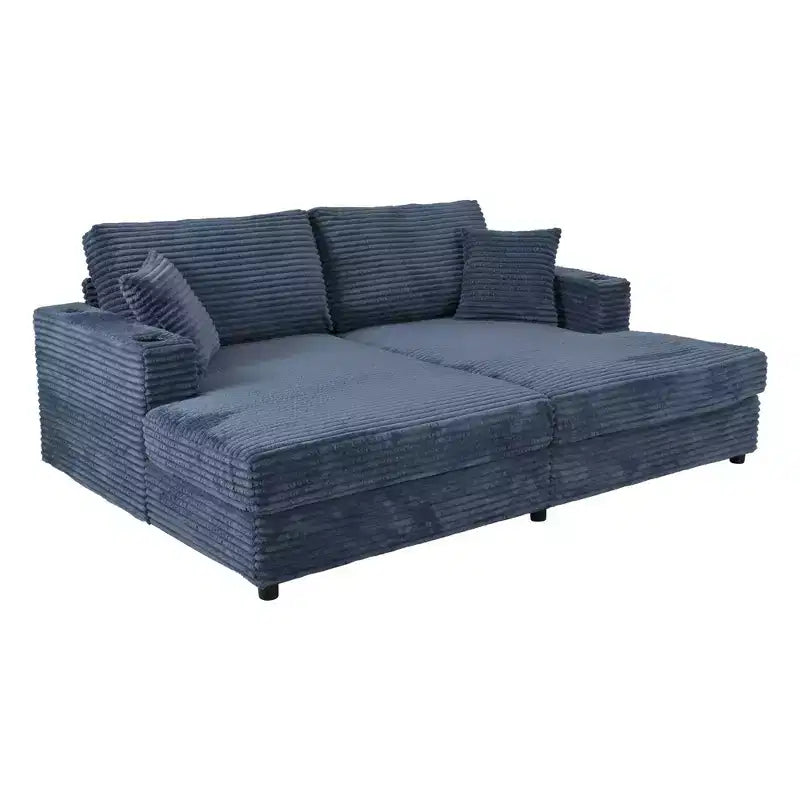 Divano componibile oversize da 220 cm con chaise longue, porte USB e portabicchieri
