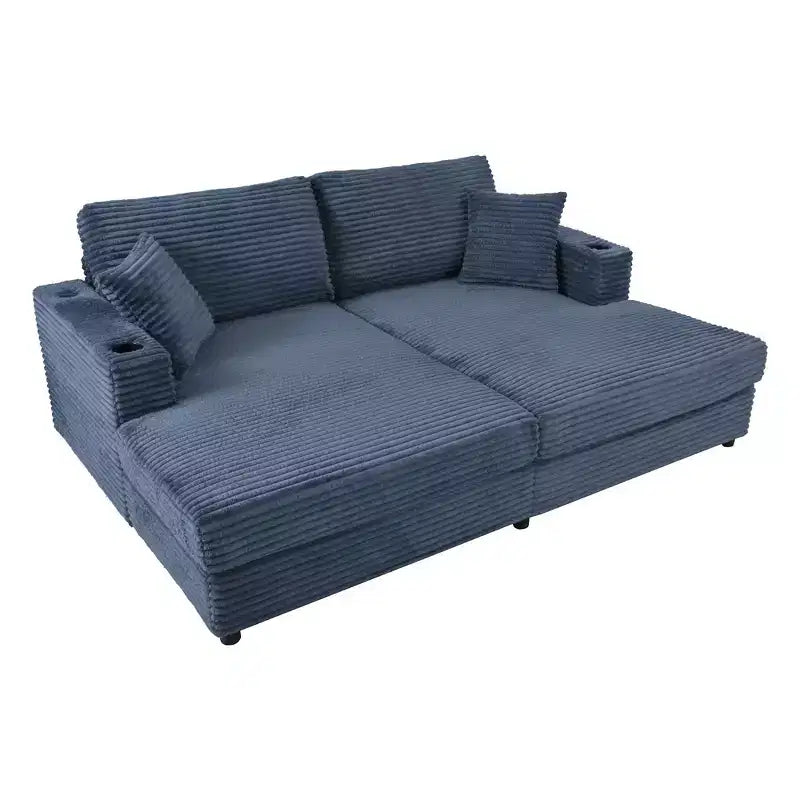 Divano componibile oversize da 220 cm con chaise longue, porte USB e portabicchieri