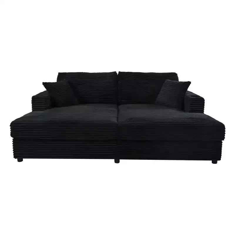 Divano componibile oversize da 220 cm con chaise longue, porte USB e portabicchieri