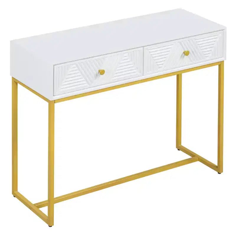Consolle Sottile Moderna con 2 Cassetti – Bianca