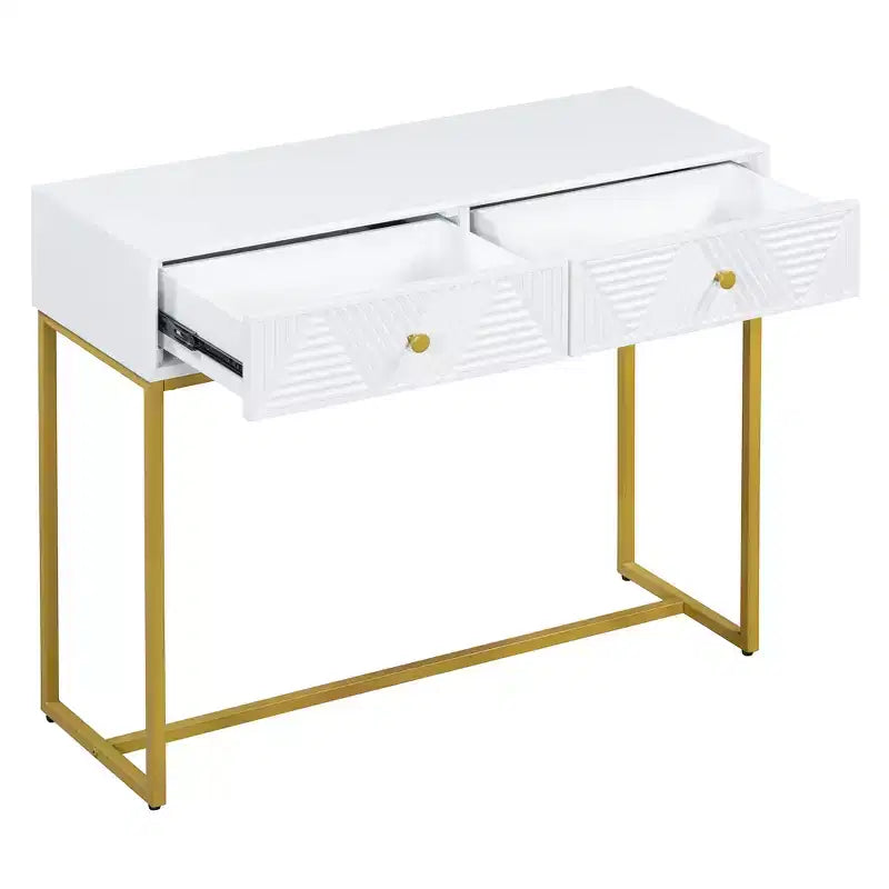 Consolle Sottile Moderna con 2 Cassetti – Bianca