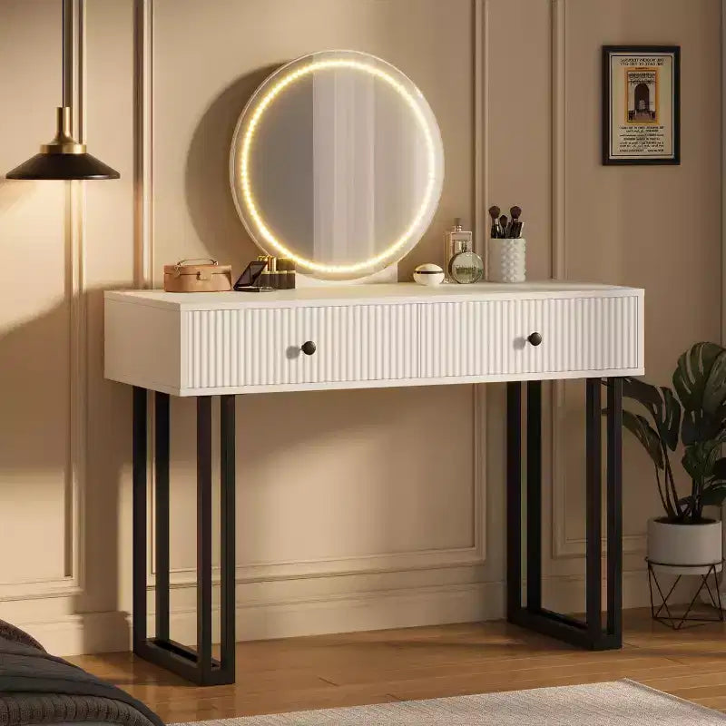 Toeletta illuminata con specchio e 2 cassetti
