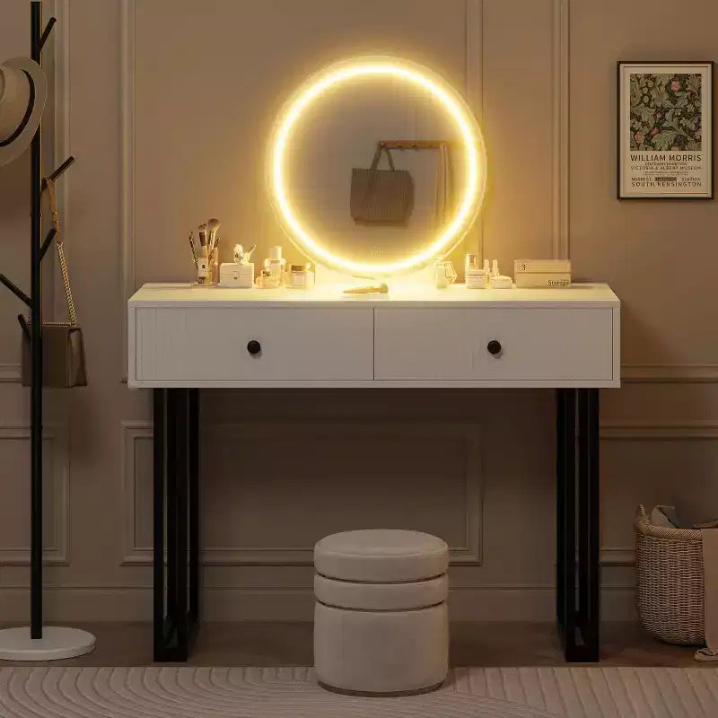 Toeletta illuminata con specchio e 2 cassetti