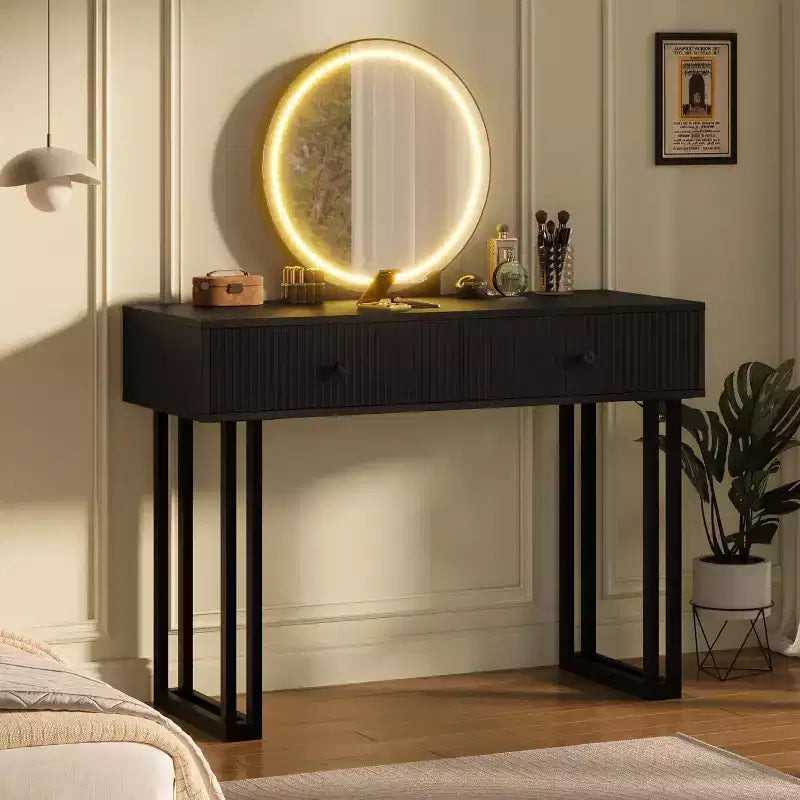 Toeletta illuminata con specchio e 2 cassetti