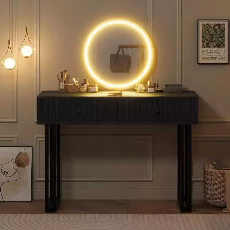 Toeletta illuminata con specchio e 2 cassetti