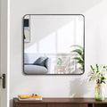 Black Metal Framed Square Bathroom Wall Mirror - Stylish & Durable