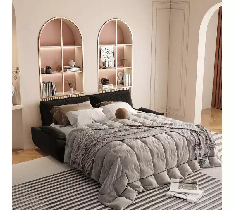 Divano letto convertibile 3-in-1 Queen con rivestimento in velluto