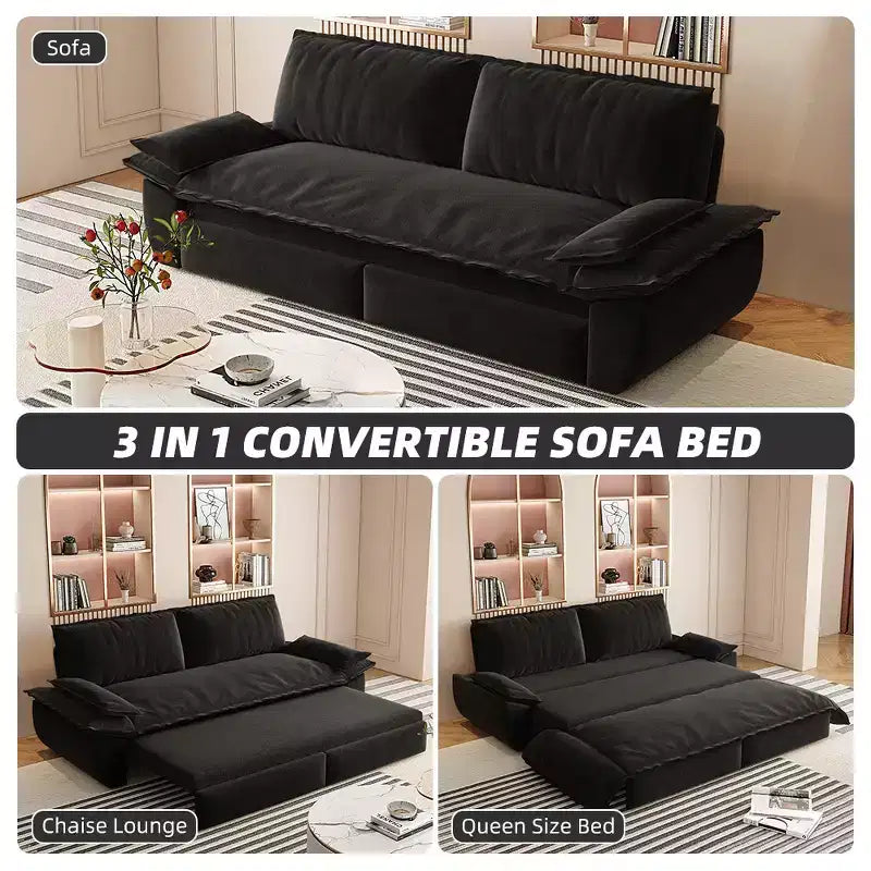 Divano letto convertibile 3-in-1 Queen con rivestimento in velluto