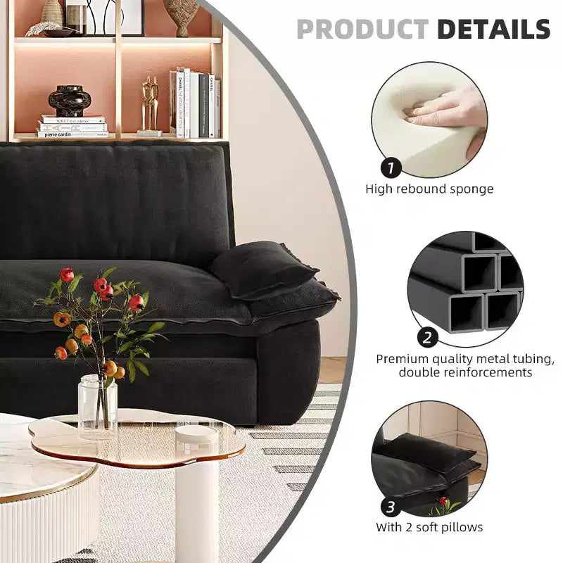 Divano letto convertibile 3-in-1 Queen con rivestimento in velluto