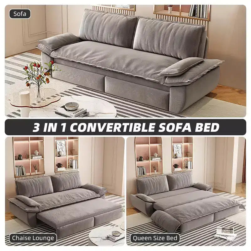 Divano letto convertibile 3-in-1 Queen con rivestimento in velluto
