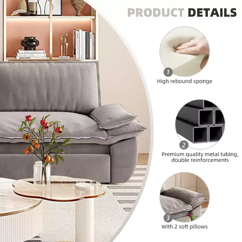 Divano letto convertibile 3-in-1 Queen con rivestimento in velluto