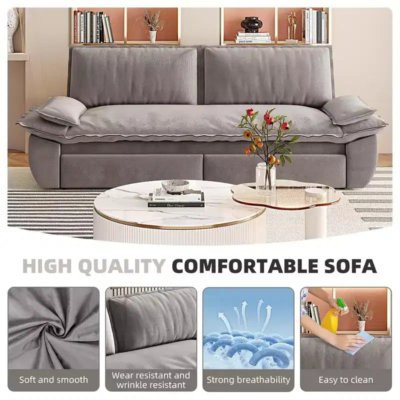 Divano letto convertibile 3-in-1 Queen con rivestimento in velluto