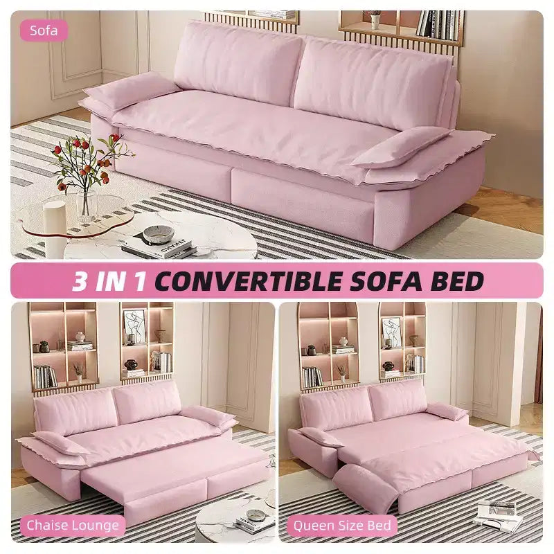 Divano letto convertibile 3-in-1 Queen con rivestimento in velluto