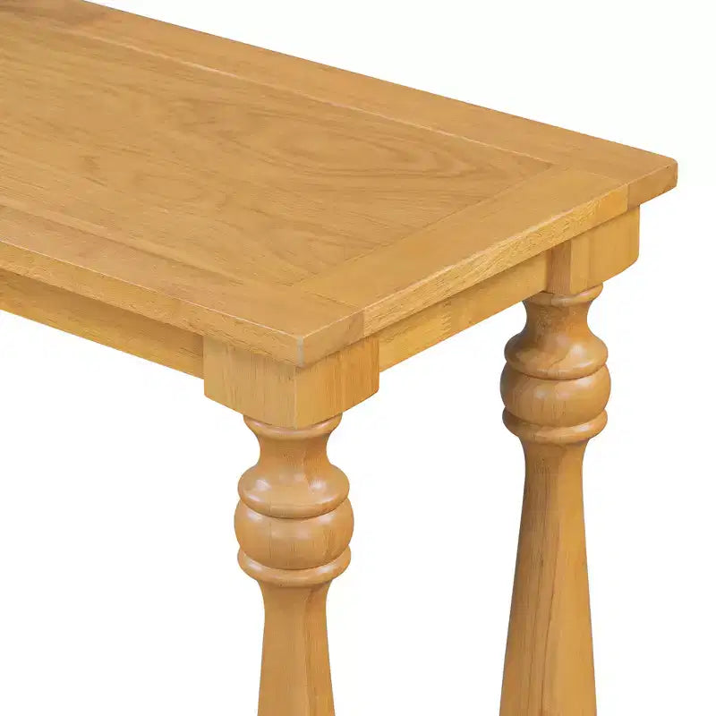 Console in legno con gambe a vaso e ripiano di base