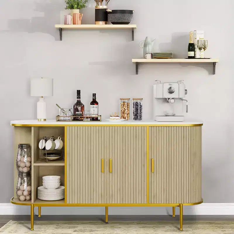 Credenza a buffet scanalata da 59 pollici con gambe in metallo