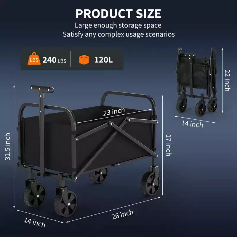 Carrello Pieghevole Multiuso con Ruote All-Terrain – Capacità 108 kg