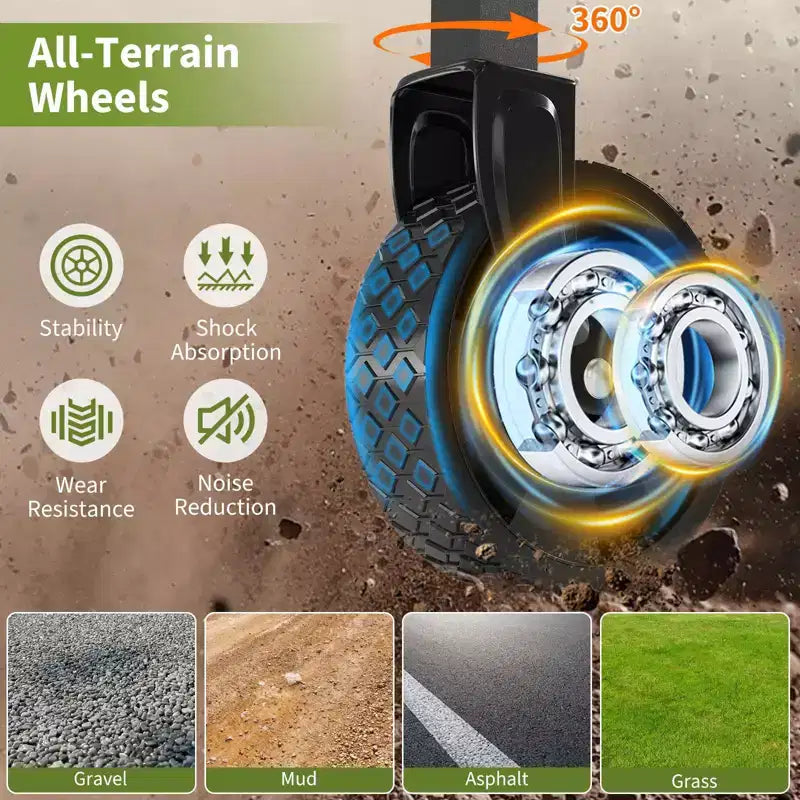 Carrello Pieghevole Multiuso con Ruote All-Terrain – Capacità 108 kg