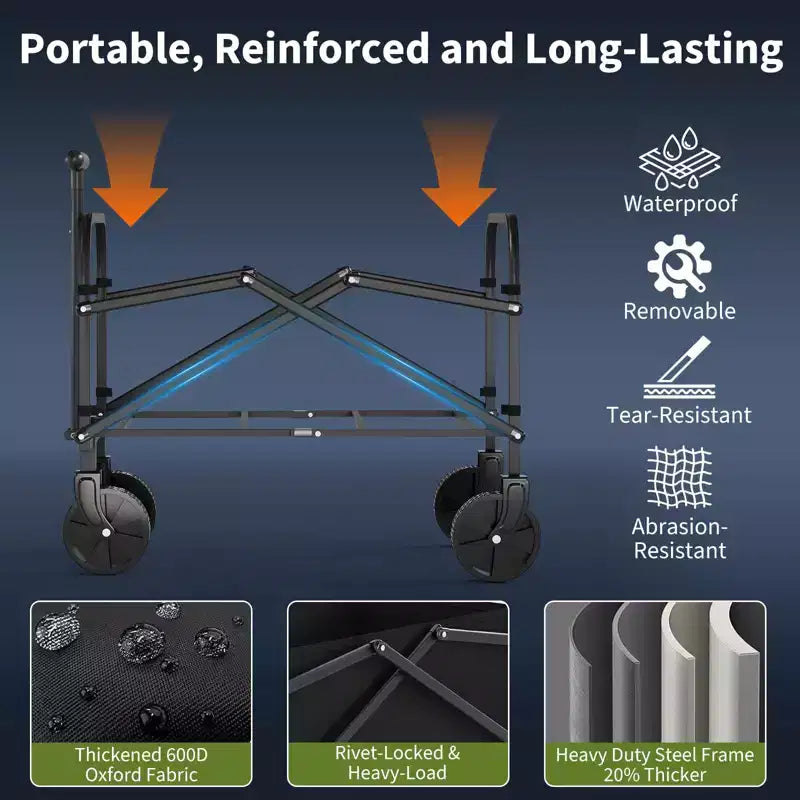 Carrello Pieghevole Multiuso con Ruote All-Terrain – Capacità 108 kg