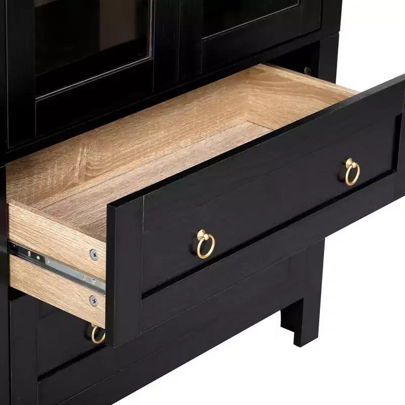 Mobile dispensa da cucina ad arco alto 180 cm con ante in vetro, ripiani regolabili e 2 cassetti