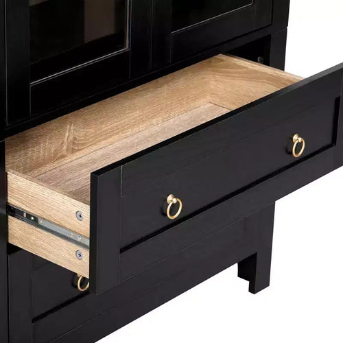 Mobile dispensa da cucina ad arco alto 180 cm con ante in vetro, ripiani regolabili e 2 cassetti