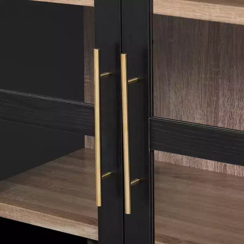 Mobile dispensa da cucina ad arco alto 180 cm con ante in vetro, ripiani regolabili e 2 cassetti