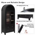 Mobile dispensa da cucina ad arco alto 180 cm con ante in vetro, ripiani regolabili e 2 cassetti