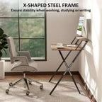 Bureau pliable avec étagère pour moniteur – Cadre en X, Conception peu encombrante