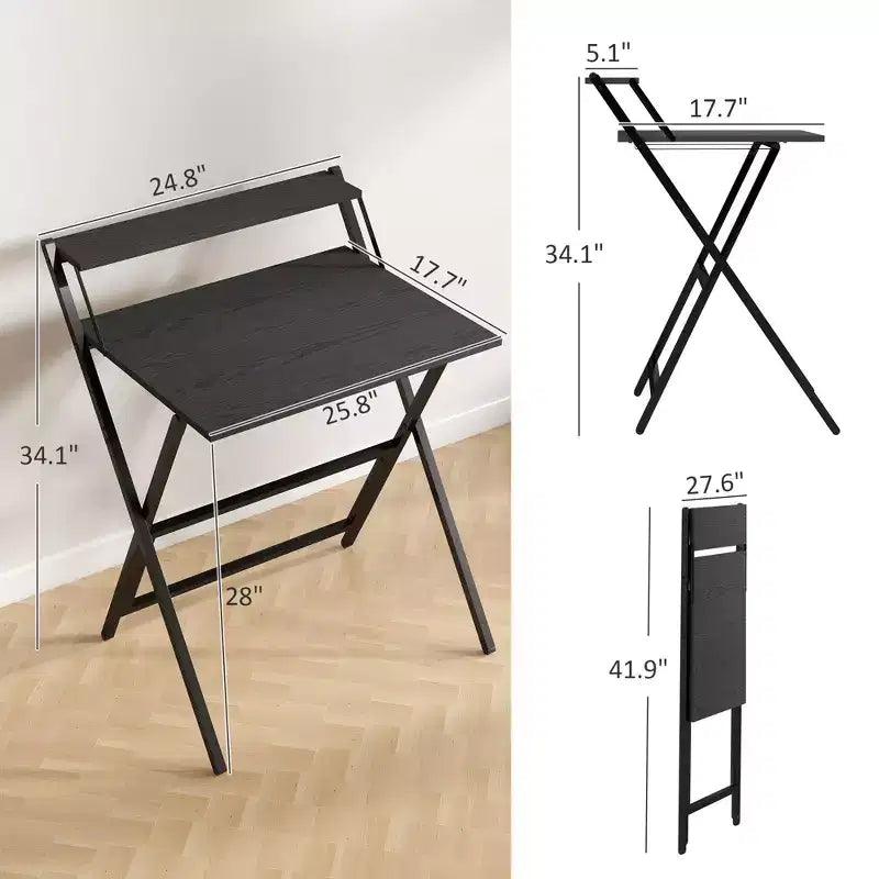 Scrivania Pieghevole con Ripiano Monitor – Telaio a X, Design Salvaspazio