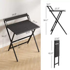 Bureau pliable avec étagère pour moniteur – Cadre en X, Conception peu encombrante