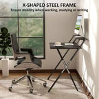 Bureau pliable avec étagère pour moniteur – Cadre en X, Conception peu encombrante