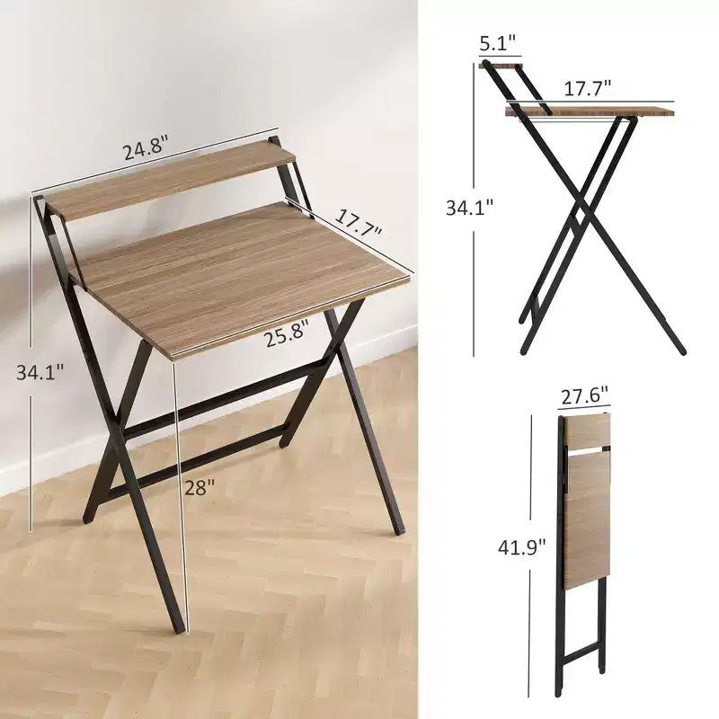 Scrivania Pieghevole con Ripiano Monitor – Telaio a X, Design Salvaspazio