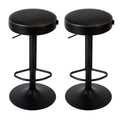 Oil-Waxed Leather Adjustable Bar Stools (Set of 2), 360 Swivel, 25.6-33.7 Height Range, for Kitchen Island & Home Bar