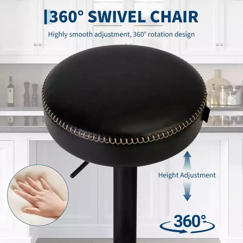 Sgabelli da bar regolabili in pelle cerata (set da 2), girevoli a 360°, altezza 65-85,5 cm, per isola cucina e angolo bar