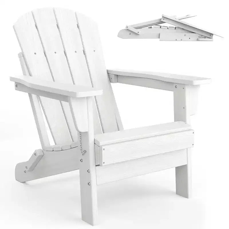 Set di 2 sedie Adirondack pieghevoli con tavolino laterale, in HDPE effetto legno, capacità 170 kg, set da esterno resistente alle intemperie per patio, ponte, braciere