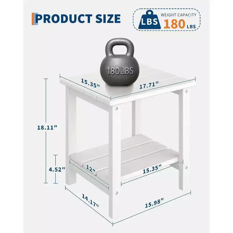 Set di 2 sedie Adirondack pieghevoli con tavolino laterale, in HDPE effetto legno, capacità 170 kg, set da esterno resistente alle intemperie per patio, ponte, braciere