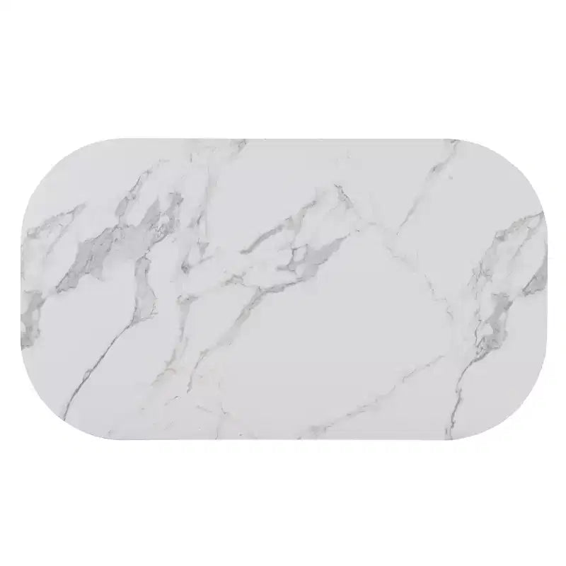 Set tavolo da pranzo moderno in marmo per 6 persone con struttura in metallo, tavolo rettangolare con adesivo effetto marmo e 6 sedie per sala da pranzo e cucina