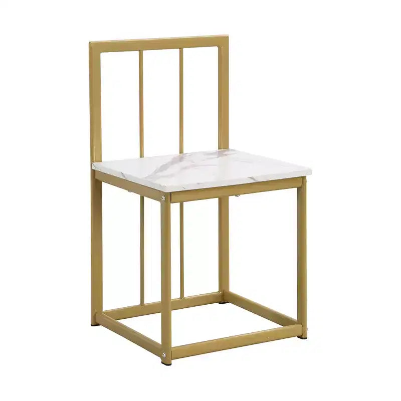 Set tavolo da pranzo moderno in marmo per 6 persone con struttura in metallo, tavolo rettangolare con adesivo effetto marmo e 6 sedie per sala da pranzo e cucina