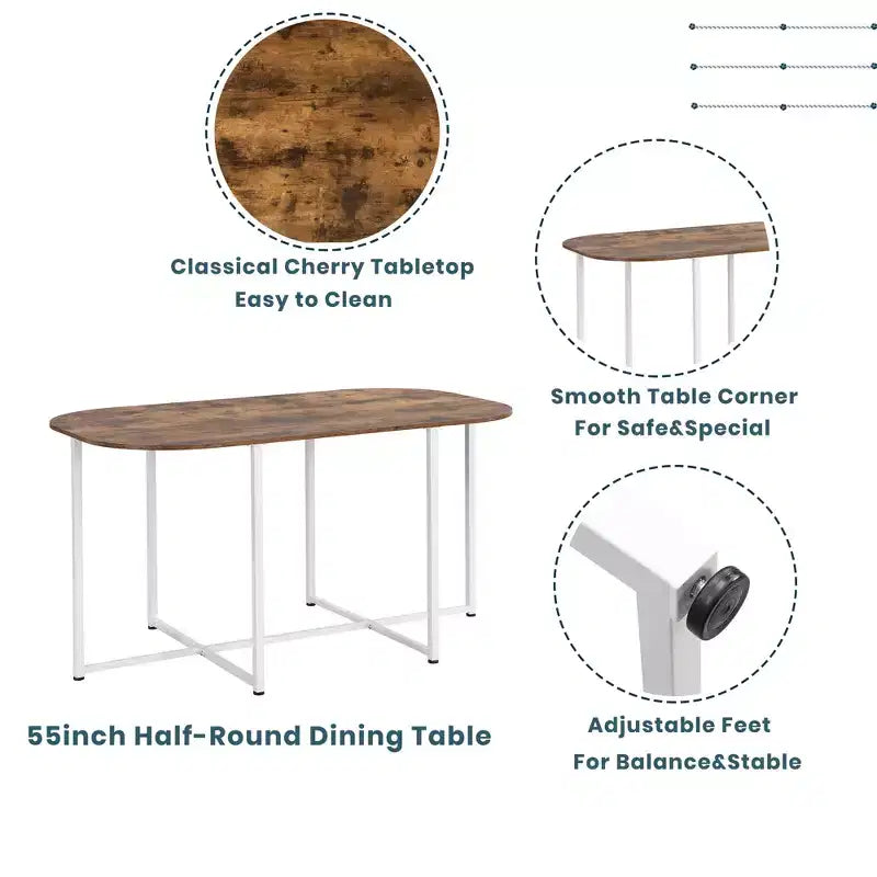 Set tavolo da pranzo moderno in marmo per 6 persone con struttura in metallo, tavolo rettangolare con adesivo effetto marmo e 6 sedie per sala da pranzo e cucina