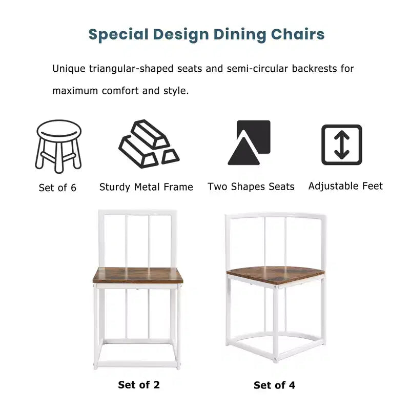 Set tavolo da pranzo moderno in marmo per 6 persone con struttura in metallo, tavolo rettangolare con adesivo effetto marmo e 6 sedie per sala da pranzo e cucina