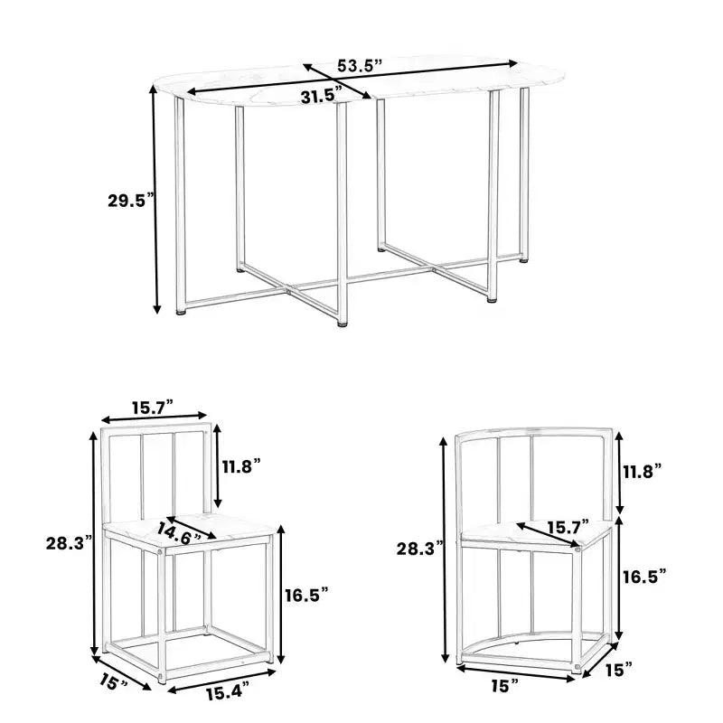 Set tavolo da pranzo moderno in marmo per 6 persone con struttura in metallo, tavolo rettangolare con adesivo effetto marmo e 6 sedie per sala da pranzo e cucina