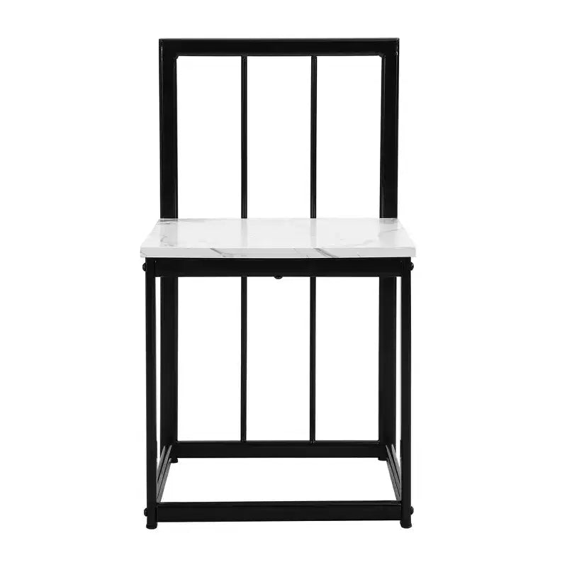 Set tavolo da pranzo moderno in marmo per 6 persone con struttura in metallo, tavolo rettangolare con adesivo effetto marmo e 6 sedie per sala da pranzo e cucina
