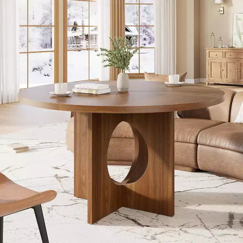 Tavolo da pranzo rotondo da 120 cm per 4-6 persone, tavoli da cucina circolari con base a piedistallo robusta, mobili salvaspazio per sala da pranzo, cucina