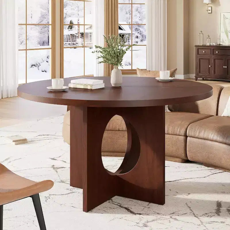 Tavolo da pranzo rotondo da 120 cm per 4-6 persone, tavoli da cucina circolari con base a piedistallo robusta, mobili salvaspazio per sala da pranzo, cucina